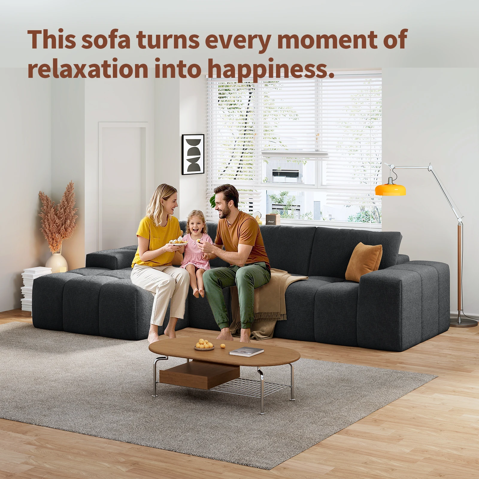 Canapé sectionnel moderne en forme de L, canapé de salon modulaire, rembourrage en tissu, design contemporain pour salon, bureau (gauche