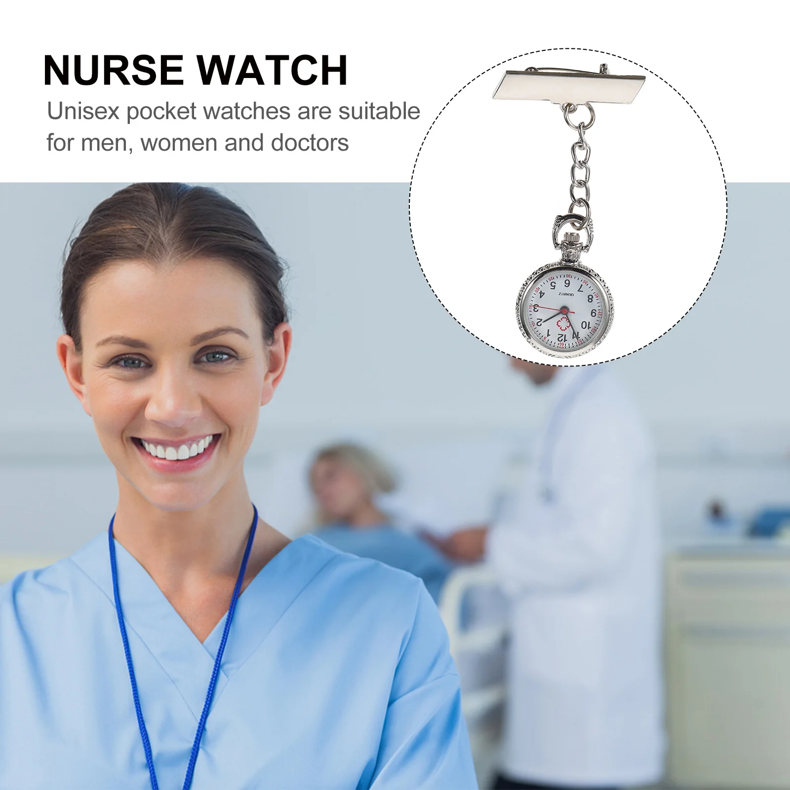 

1Pcs Nurse Watch Alloy Clip-on Large Dial Portable Practical Pocket Watch for Nursing Students Doctors Nurse Watches for Women