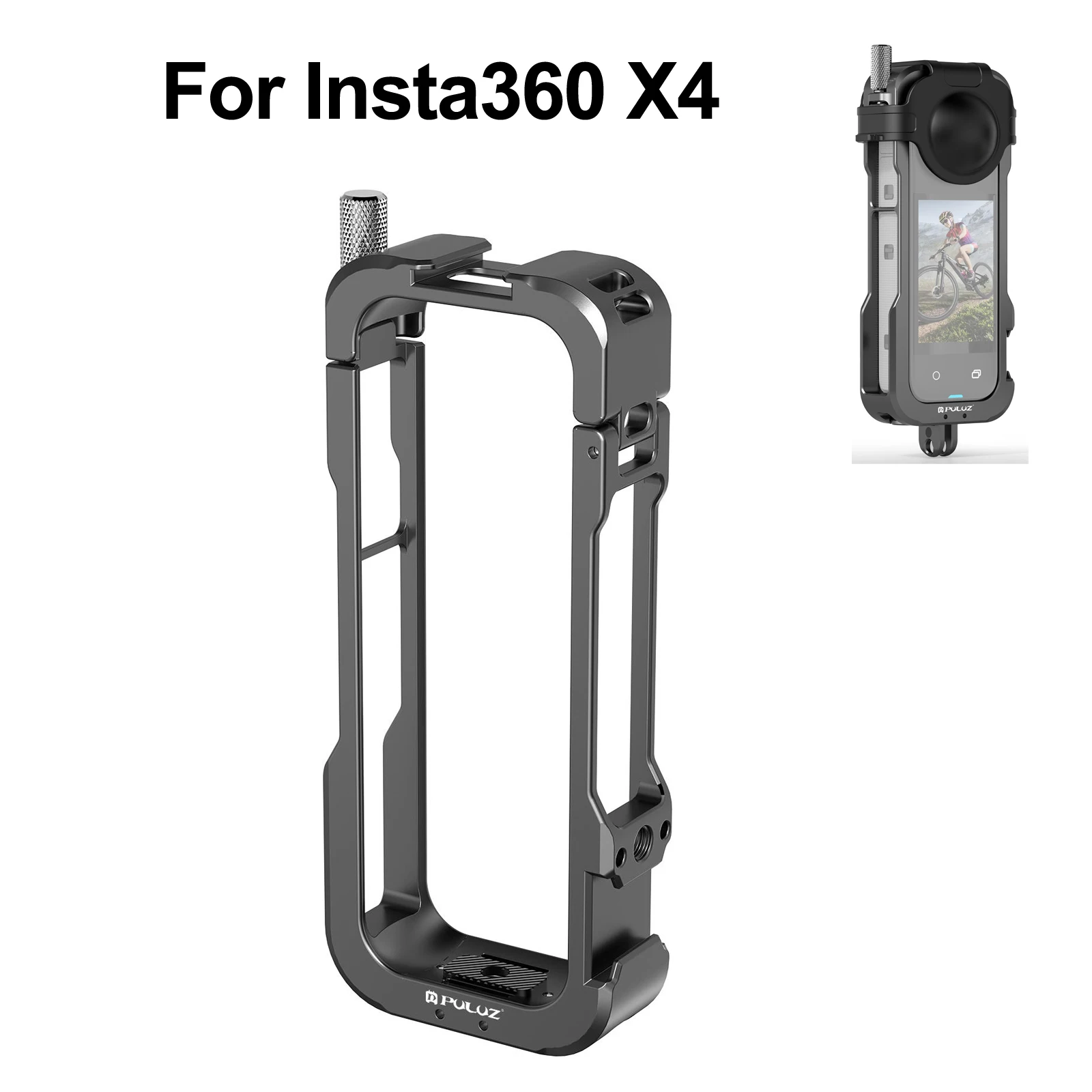 PULUZ Kamera-Schutzrahmen für Insta360 X3, Metallkäfig-Rig-Gehäuse mit erweiterter Kaltschuhbasis und Stativadapter