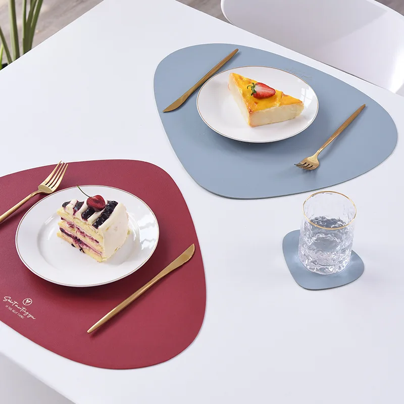 1/4/6Set Placemat and Coaster Set Faux Leather Table Placemats Kitchen Accessories Outdoor Indoor Place Mats 식탁매트 Салфетки