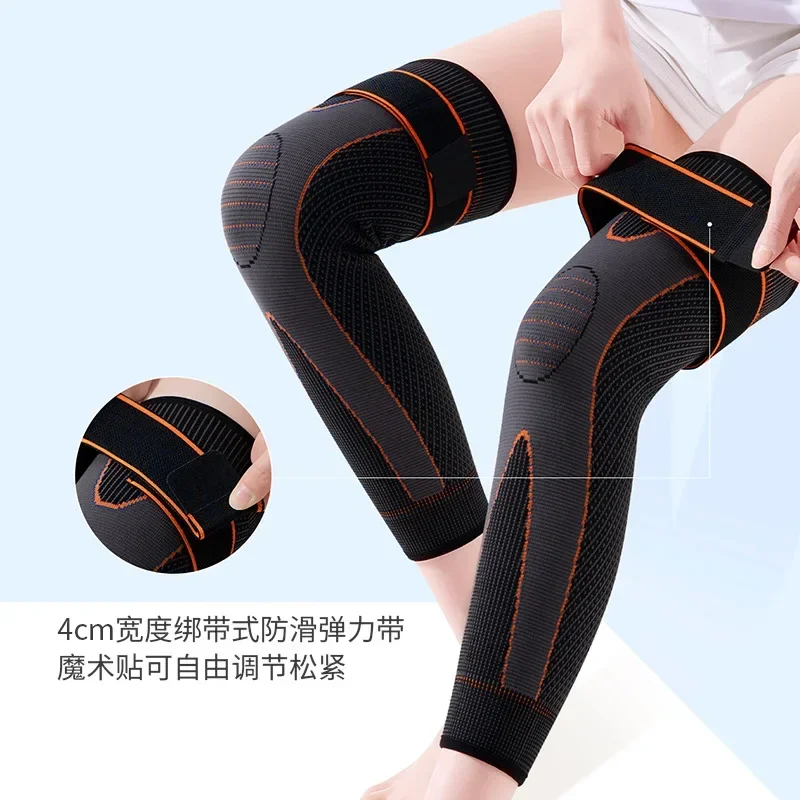 1 Pair lengthened strap knee protectors Men basketball sports running knee Brace Compression Leg Sleeves mugwort Knee Pads