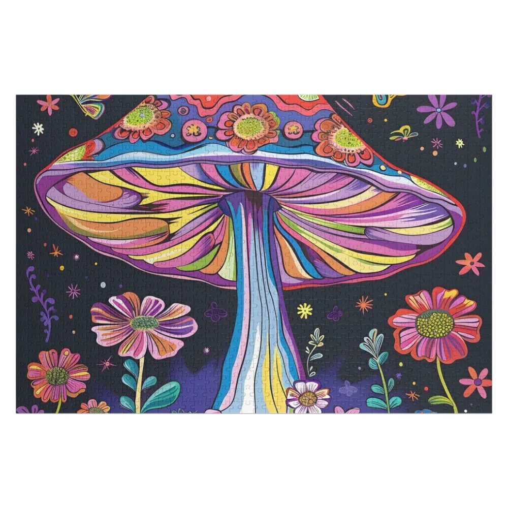 psychedelic trippy mushroom print Jigsaw Puzzle Customs With Photo Personalised Jigsaw For Children Custom Gifts Puzzle