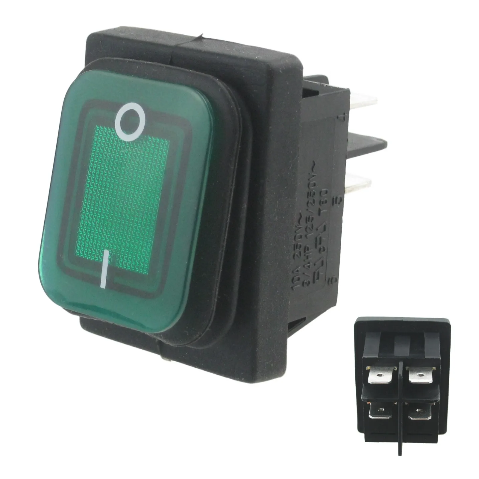 PRINCE CASTLE 78-184S SW22 GREEN ILLUMINATED 16 AMP WATERPROOF ON OFF MAINS POWER SWITCH 30mm x 22mm