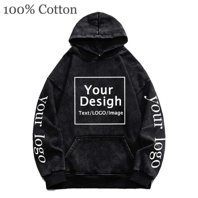 Your Own Design Brand Logo/Picture Hoodies Men Women Custom Text DIY Sweatshirt 100%Cotton Casual Vintage Hoody Fashion New