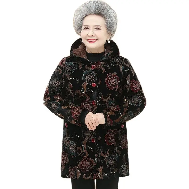 Grandma Wears Cotton-Padded Coat Medium Long Style 6070-Year-Old 80-Year-Old People's Winter Clothes Cotton-Women Jackets