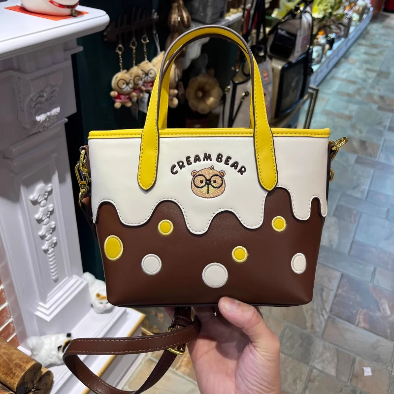 

CREAM BEAR, новая высококачественная женская сумка, соответствующая цвету, милая модная сумка в горошек с героями мультфильмов, женская сумка через плечо для покупок