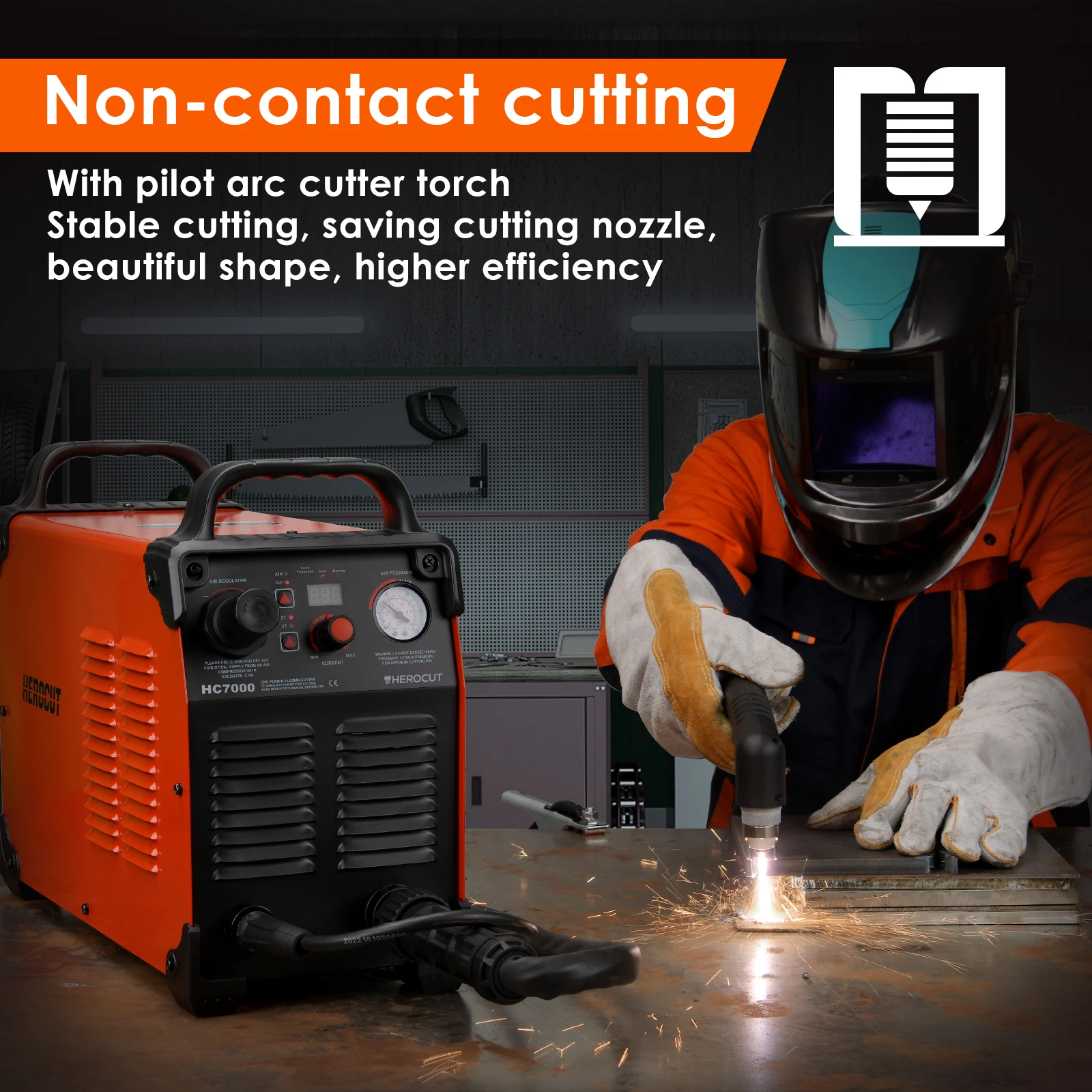 CNC الطيار قوس البلازما القاطع HeroCut HC7000 غير HF ضربة الظهر 220 فولت عالية الجودة آلة قطع البلازما 25 مللي متر قطع نظيفة