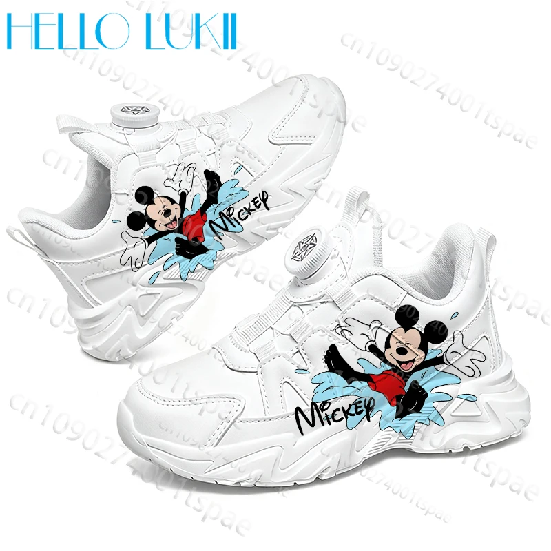 

Новая модель 2026 года: Детские повседневные кроссовки с Микки Маусом для мальчиков и девочек, с поворотной застежкой, простые, дышащие, подарок