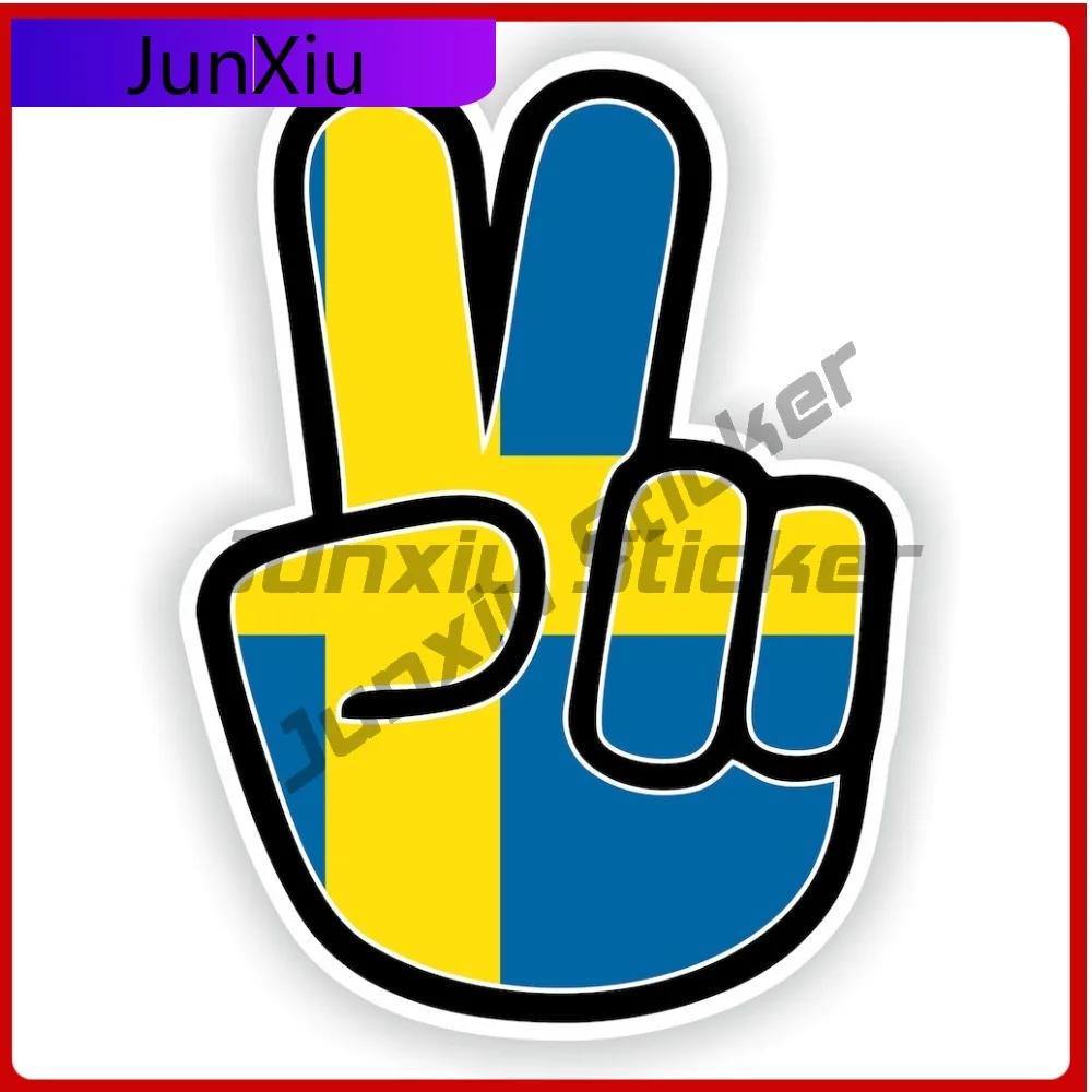 

Sweden Hand Sticker Peace Victory Cute SUV Laptop Waterproof Vehicle Decor Vinyl Decal For Car Truck SUV Window Bumper Laptop