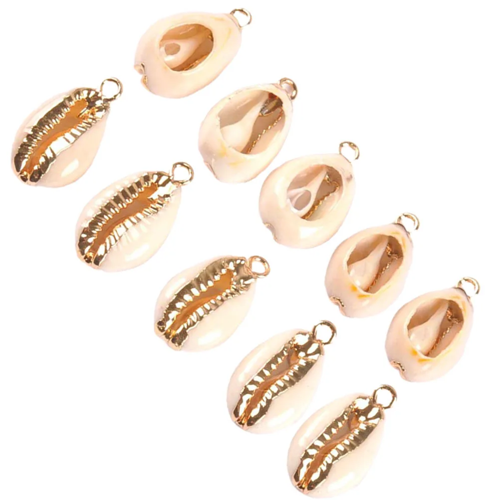 

10Pcs DIY Shell Pendant Charms Conch Charms Bracelet Diy Making Accessories for Necklace Jewelry Earring (White Golden)