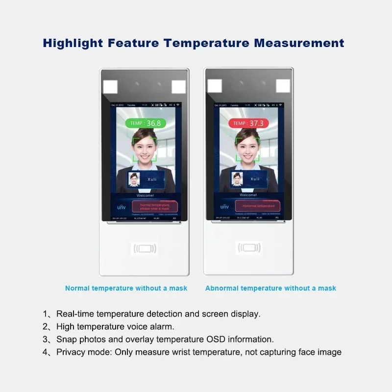 Unv uniview OET-213H-BTS1-NB محطة التحكم في الوصول للتعرف على الوجه مع كاميرا قياس درجة الحرارة الرقمية #2