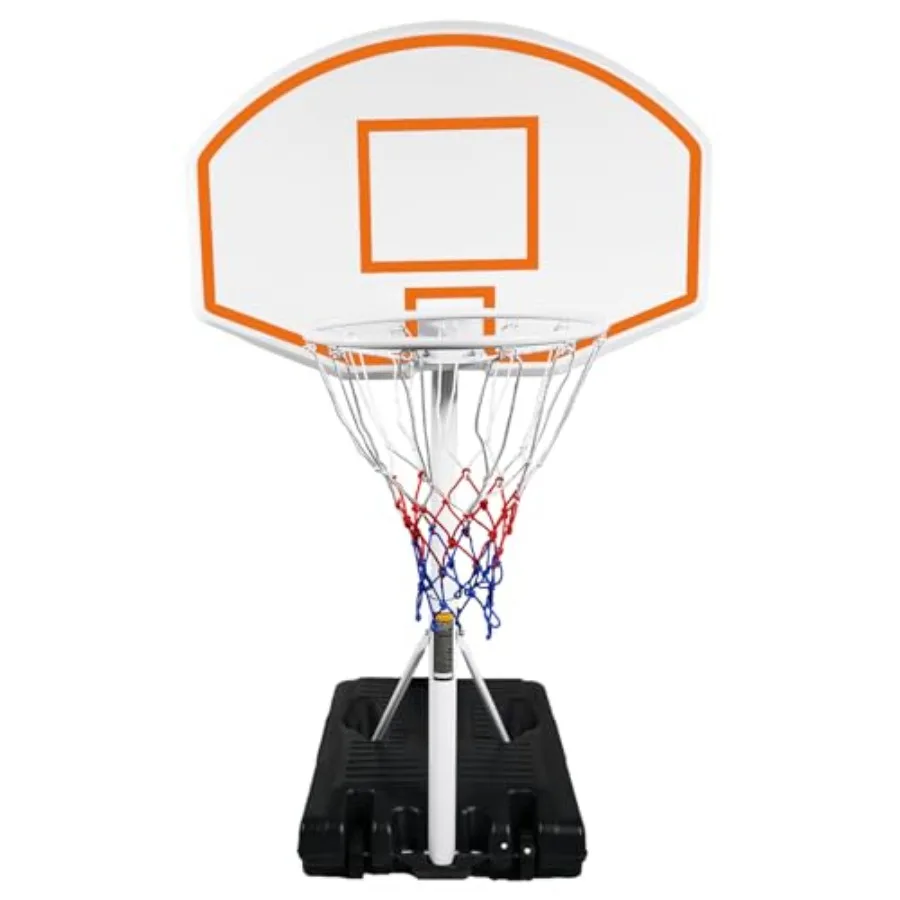 

Poolside Basketball Hoop: Portable, Adjustable Height 3.1ft4.7ft,36 Orange Backboard, Indoor/Outdoor Use, Durable Plastic Steel