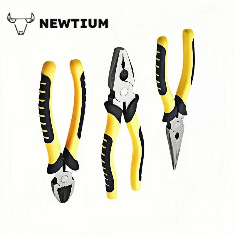 كماشة قطع الأسلاك الصناعية مقاس 8 بوصة - مجموعة أدوات متعددة الوظائف ذات صلابة عالية ومجموعة كماشة قطرية وإبرة الأنف