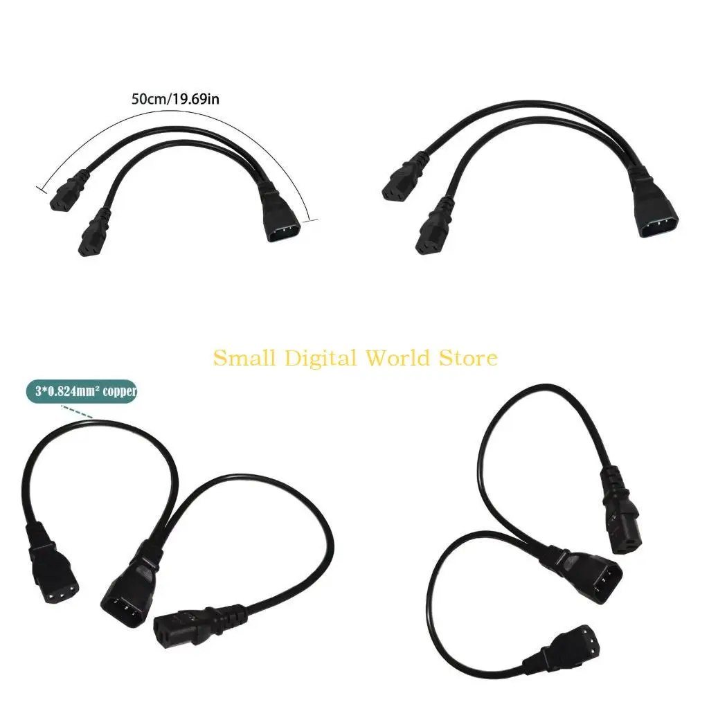 77UB IEC 320 C14 a 2x C13 Cable alimentación divisor Cable alimentación resistente C14 macho a 2X C13 Cable 50