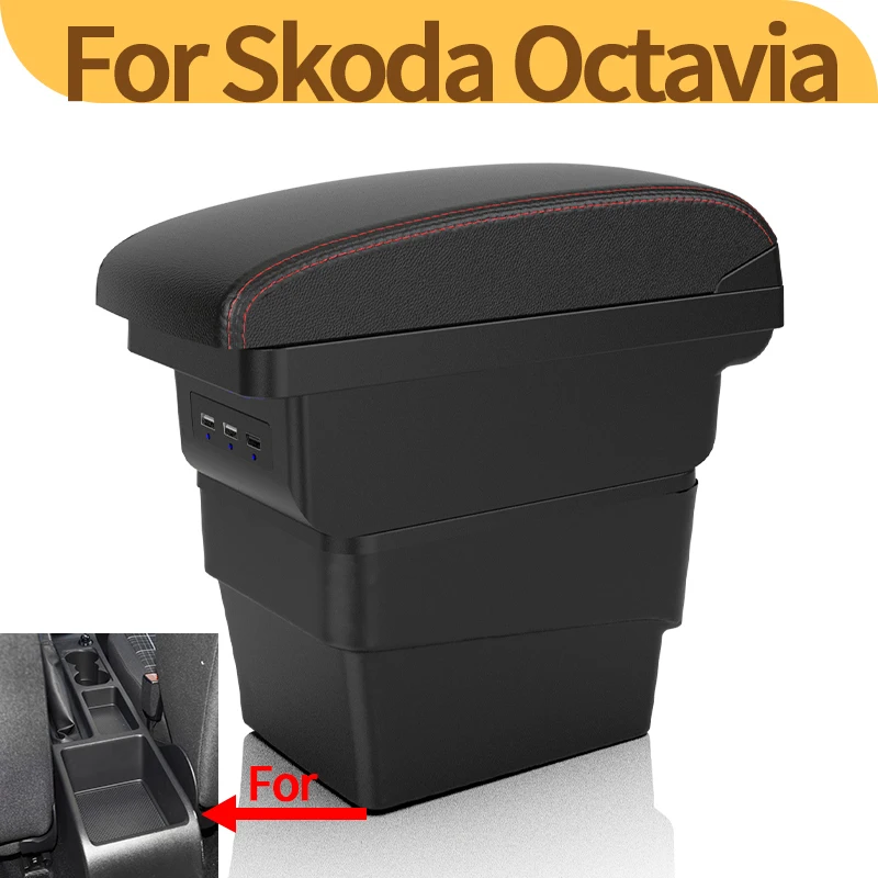 

For Skoda Octavia Armrest For Skoda Octavia Mk3 A7 2014-2017 Car Armrest box Retrofit parts Storage box car accessories USB