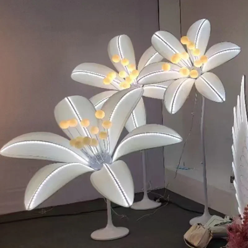 Modern White LED Giant Large Lighting Road Lead Flower Light Walkway Floral Set for Wedding Party Event Decorations