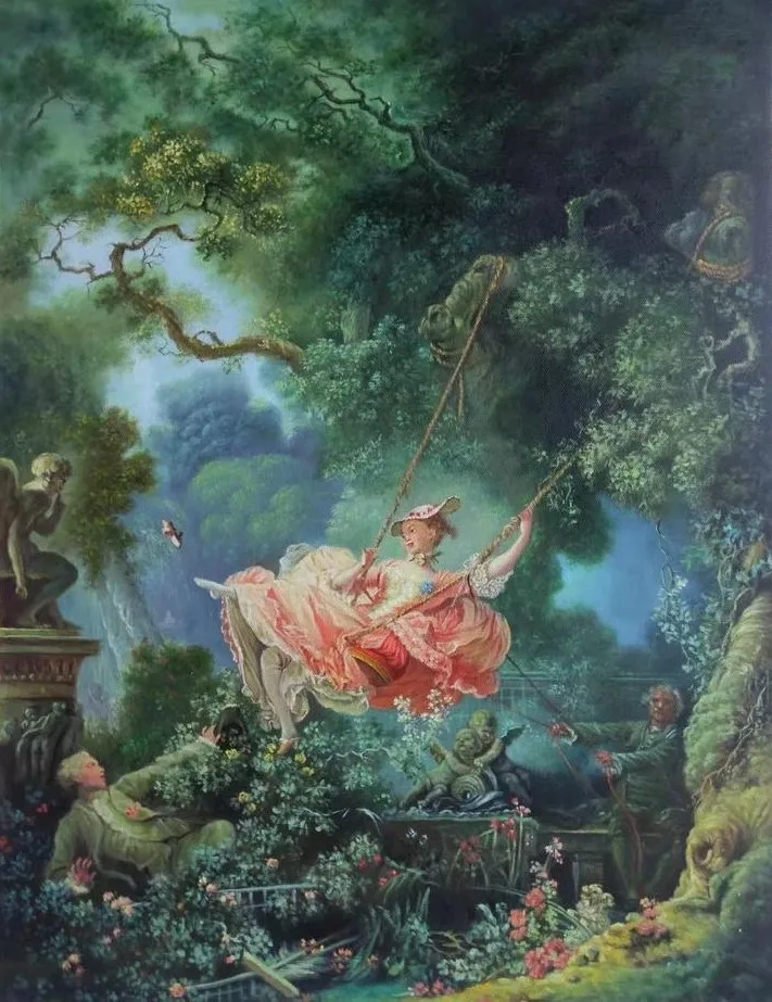 zd-Museum Quality Antique Jean-Honore Fragonard the Swing 1767 Hand Painted Oil Painting Reproduction for Home Wall Art Decor@