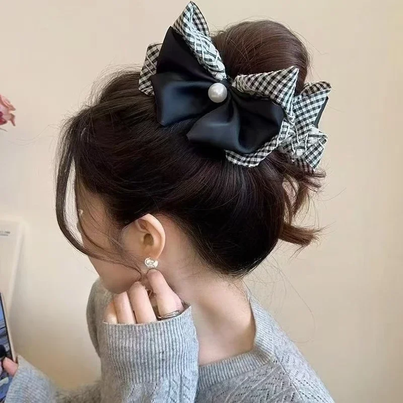 2025 New! Women's Fashion - Forward Temperament Polka  Dot Satin Bow Ponytail Grab Clip Sweet Exquisite Half  Tie Hair Accessory