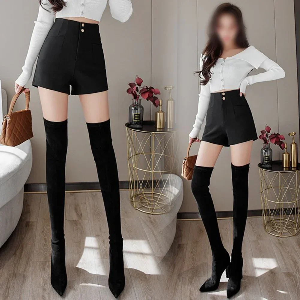 

Daily Leisure Shorts Pants All-match Club Fashion Korean Sexy Slightly Elastic Solid Straight Streetwear Spring