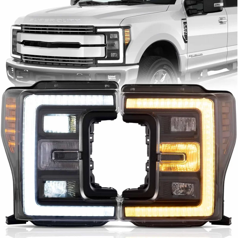 

LED Headlights Assembly Compatible with 2017 2018 2019 Ford F250 F350 F450 F550 Superduty 4th Gen, Projector Headlamp with Sequ