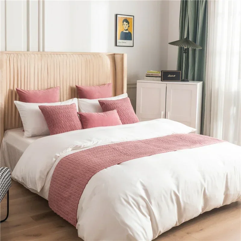Nordic Thickened Dutch Velvet Pleated Stereoscopic Bed Flag Double Sided Comfort Bedside Towel Solid Color Concise Pillow Cover