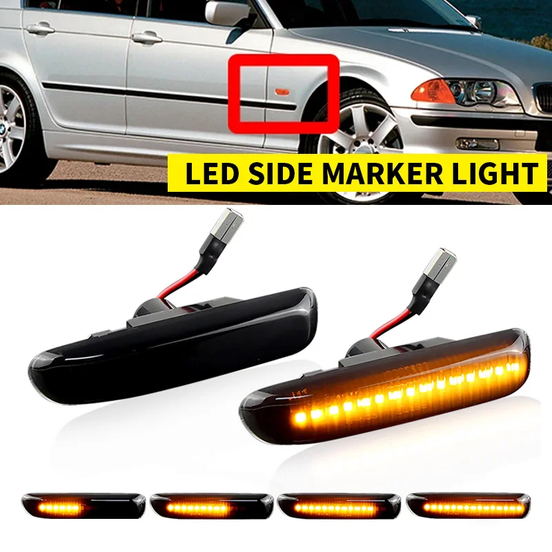 2pcs LED Turn Signal Side Marker Light 63138370720 For BMW 3 Series E46 Sedan Coupe Wagon Convertible 1997 1998 1999 2000 2001
