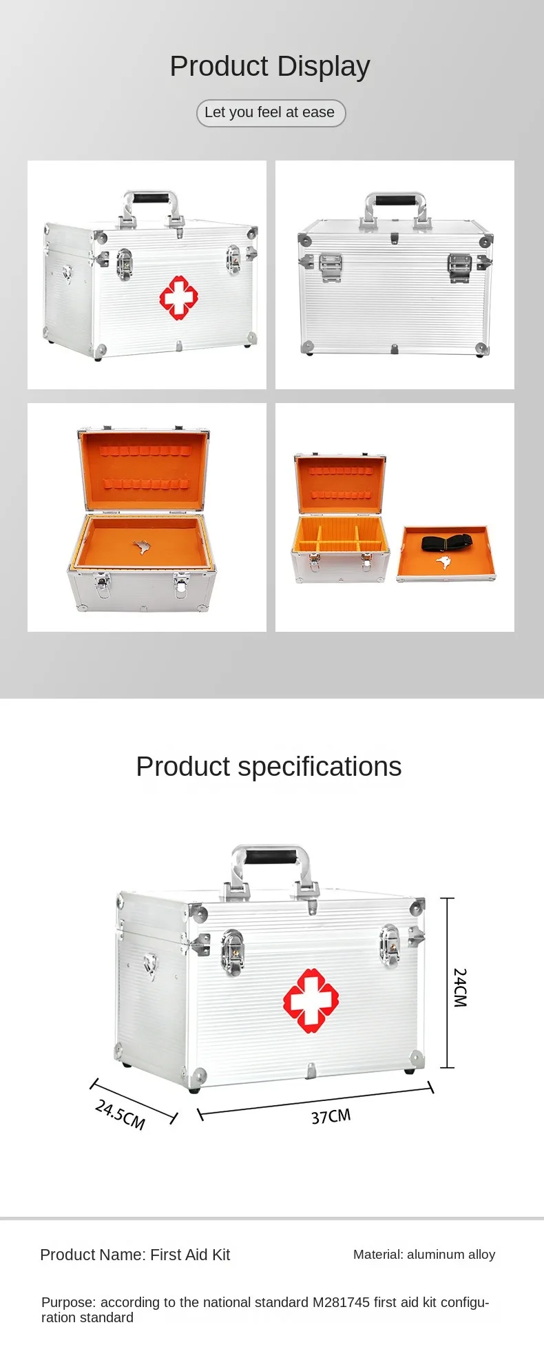 Caja de Medicina de almacenamiento y tratamiento de emergencia para trauma en un kit médico familiar grande