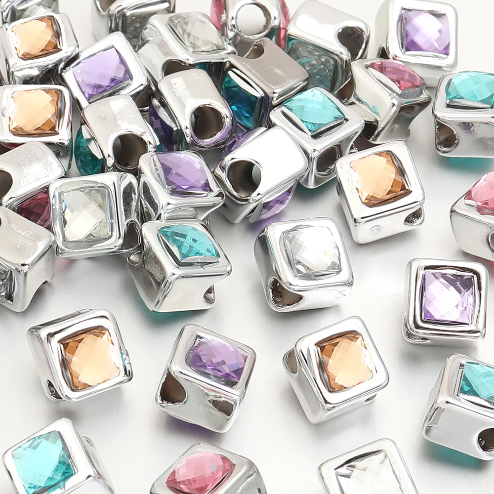 Resin Craft Projects - 10 buah/set Manik-manik Persegi Resin 10mm,