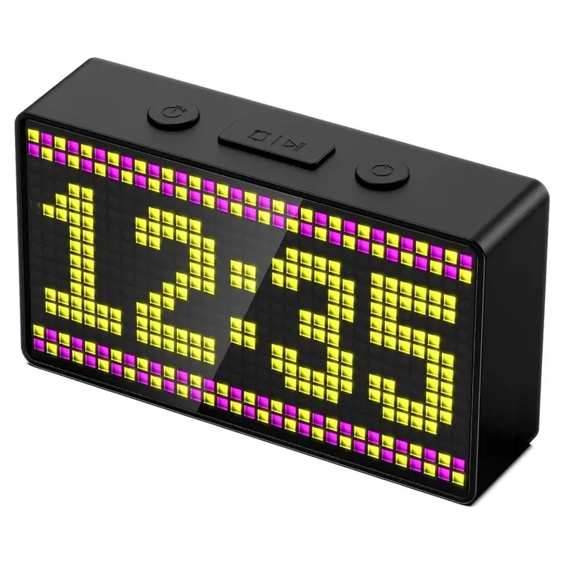 ABKP-Smart Pixel Clock,LED Display Alarm Clock,Application Control,Custom Text And Emoticon Materials,For Room,Countdown