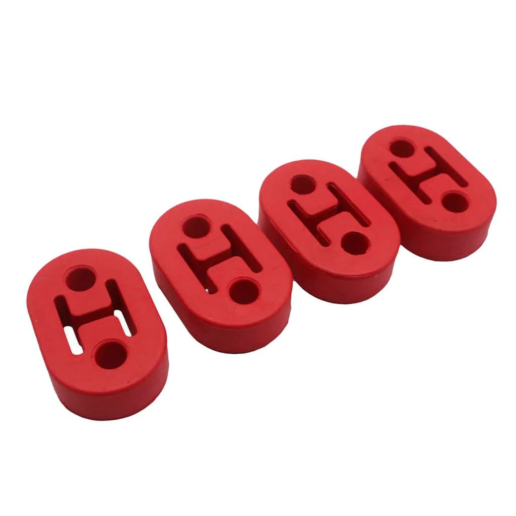 4 Pieces Red Polyurethane Rubber Universal Muffler Exhaust 2 Holes 12 Mm