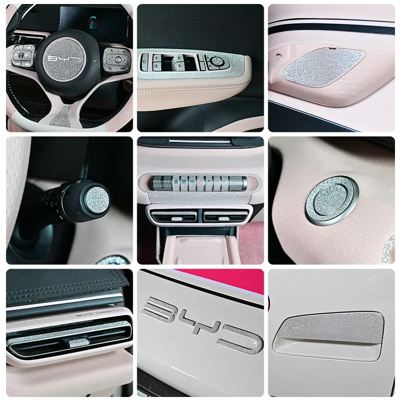 

Для BYD Seagull Dolphin мини-кнопка на руль, наклейка с имитацией бриллианта, матовая защитная наклейка, аксессуар для укладки царапин