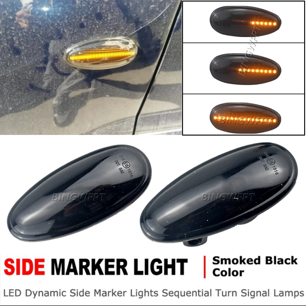 2x LED Dynamic Side Marker Lights Turn Signal Lamps For Mitsubishi Lancer 8 Montero 3 Pajero 3 Outlander 1 Delica 4 i Miev Space