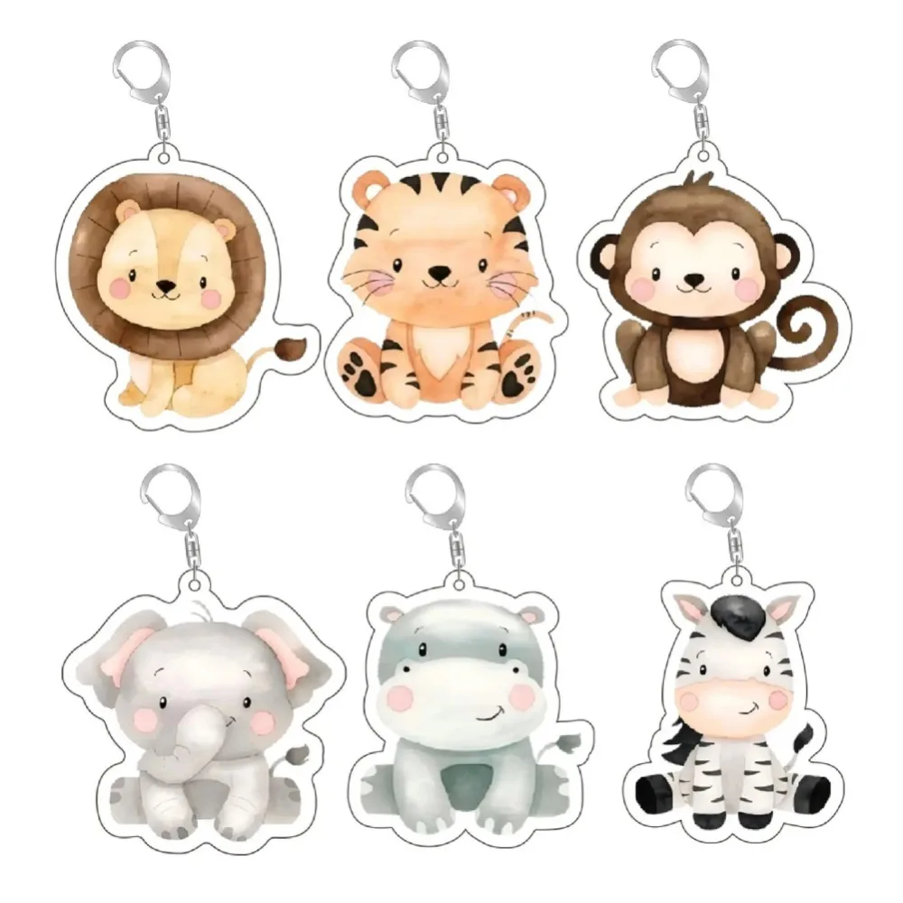 

Diy Lion Elephant Animal Series Creative Acrylic Keychain Q Version Cartoons Phone Chain Campus Backpack Pendant Holiday Gifts