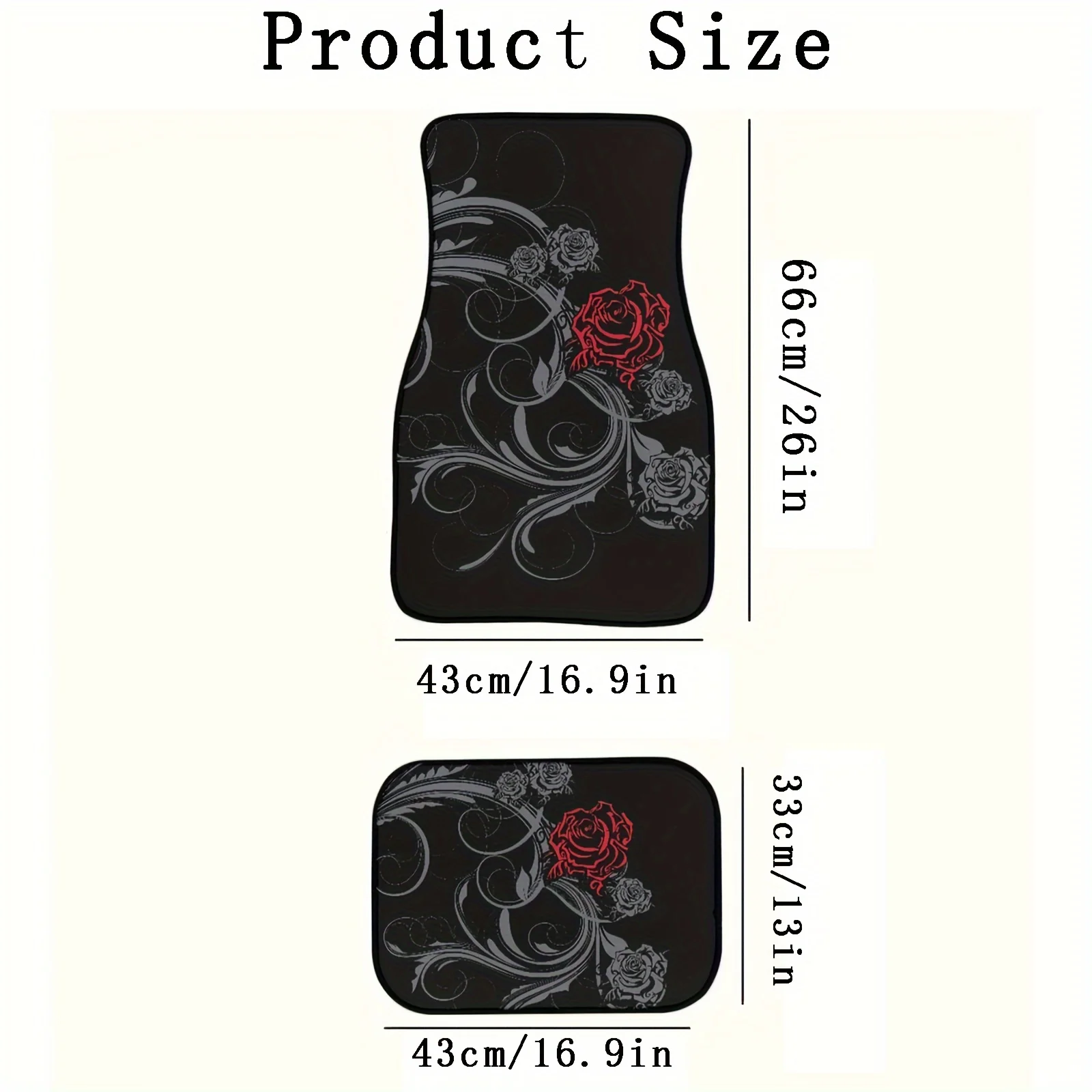 

4pcs Gothic Rose Pattern Design Car Floor Mats, Easy To Clean And Washable, Interior Accessories, Stylish Car Interior, Holiday