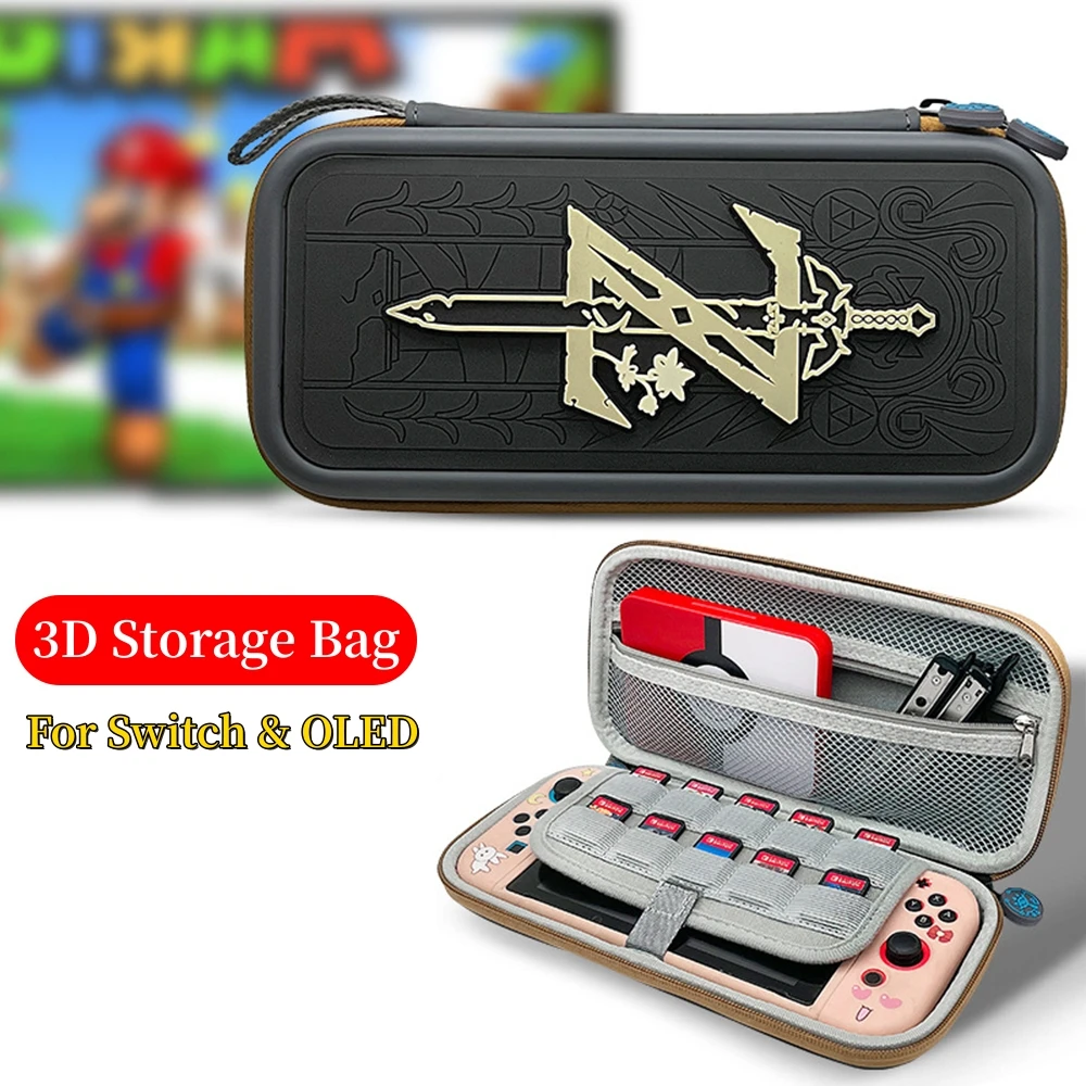 

Game Theme Storage Bag For NS Switch Game Console Protective 3D Pattern Big Storage Case For Switch OLED with Card Slots