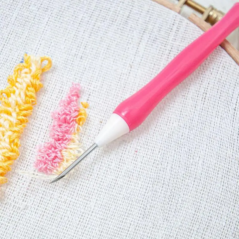 Embroidery Stitching Punch Needle Rug Yarn Punch Needle Handle Embroidery Pen Needle Threader Punch Needle Cloth For Embroidery