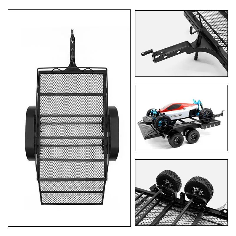 

Metal Simulation Double Axle Trailer for 1/10 RC Crawler Car Traxxas TRX4 SCX6 SCX10 D90 Accessories