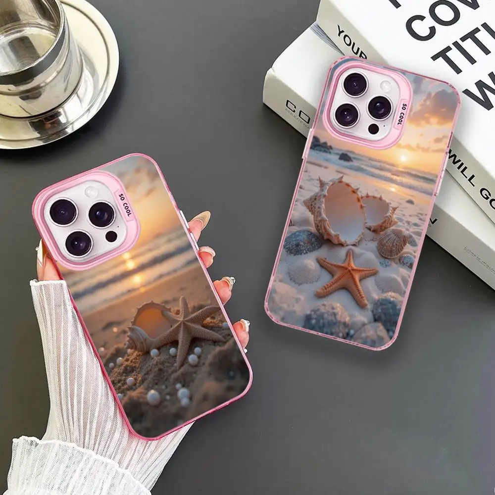 

Sea Shell Phone Case For iPhone 16,15,14,13,12,11,Mini,Pro,MAX Pink Matte Shockproof Cover