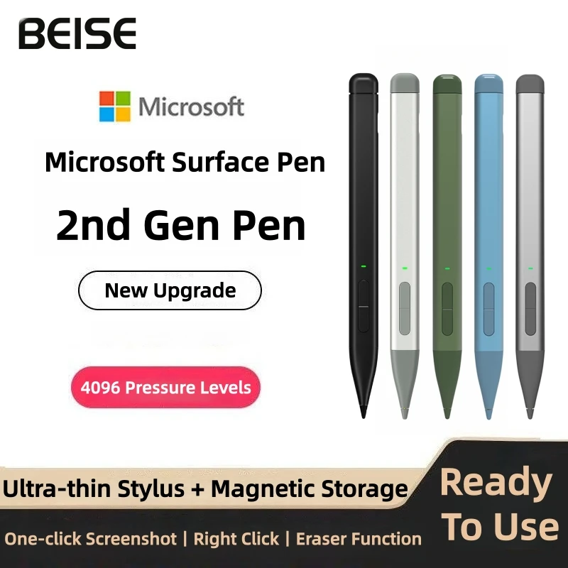 4096 スタイラススリムペン 2 Microsoft Surface ProX/9/8/7/6/5/4/3、Surface Go3/2/1、Book3/2/1、Laptop4/3/2/1、Studio2/1、Type-C 充電対応