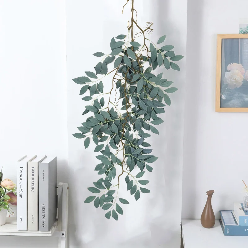 

92cm Wall Hanging Leaves Artificial Plants Vines Silk Elm Leaf Plastic Tree Branch Big Banyan Tree Branch For Home Wedding Decor