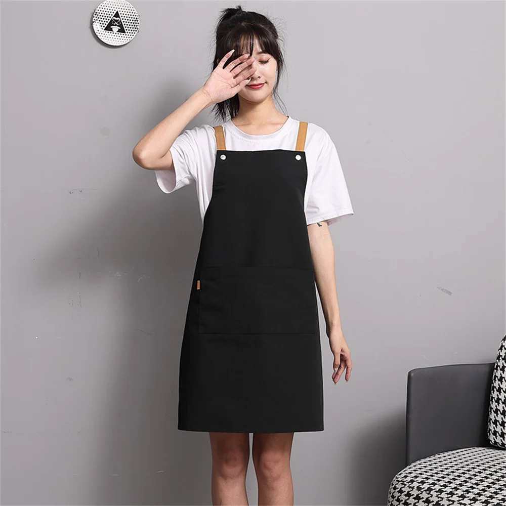 1 PC New Fashion Canvas Kitchen Aprons For Woman Men Chef Work Apron For Grill Restaurant Bar Shop Cafes Beauty Studios Uniform