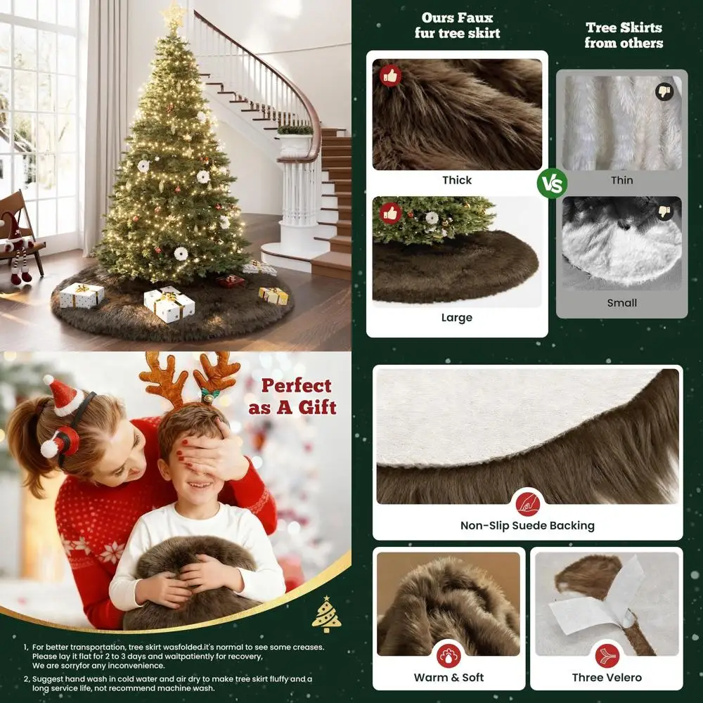 

Коричневая шерстяная юбка-ялинка из меха 60 для маленьких деревьев - Декор для праздничной вечеринки