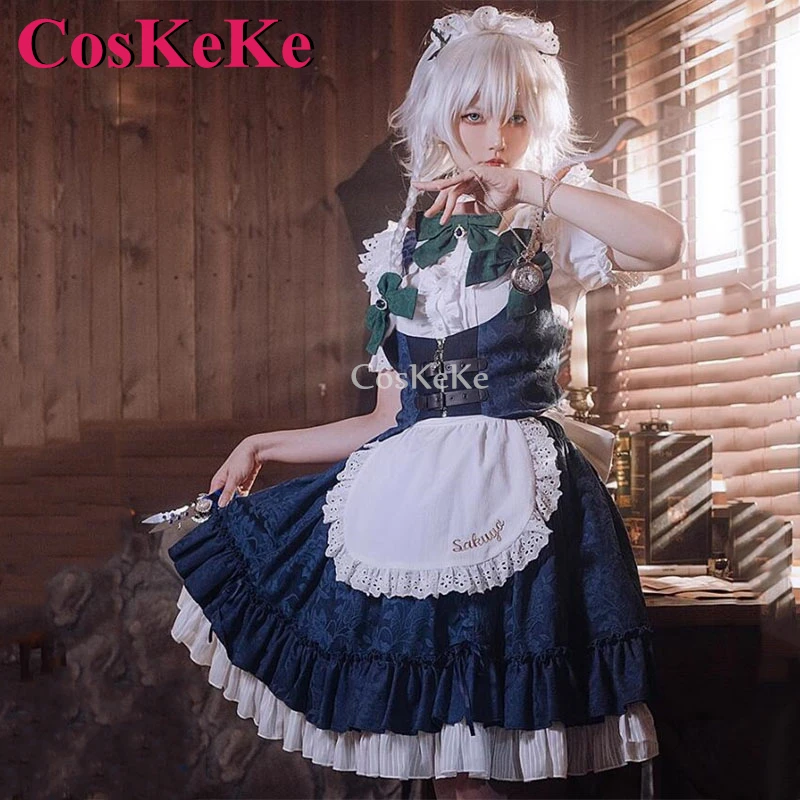 CosKeKe Izayoi Sakuya Cosplay Game Touhou Project Costume Sweet Lovely Maid Outfit Women Halloween Party Role Play Clothing New