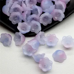 30pcs/Lot Colorful Flower Lampwork Beads Trumpet Flower Shape Glass Beads For Jewelry Making Hairpin Handmade DIY Accessories