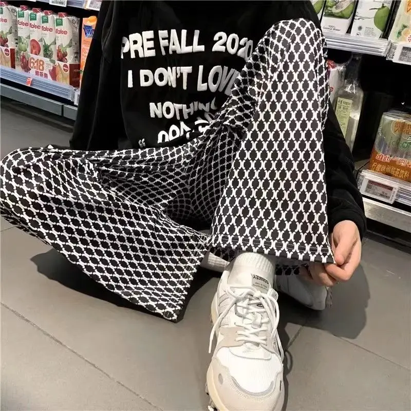 

Summer Hiphop High Street Trendy Brand Loose Casual Straight Leg Pants Couple Sle Diamond id Pants Cool And Haome