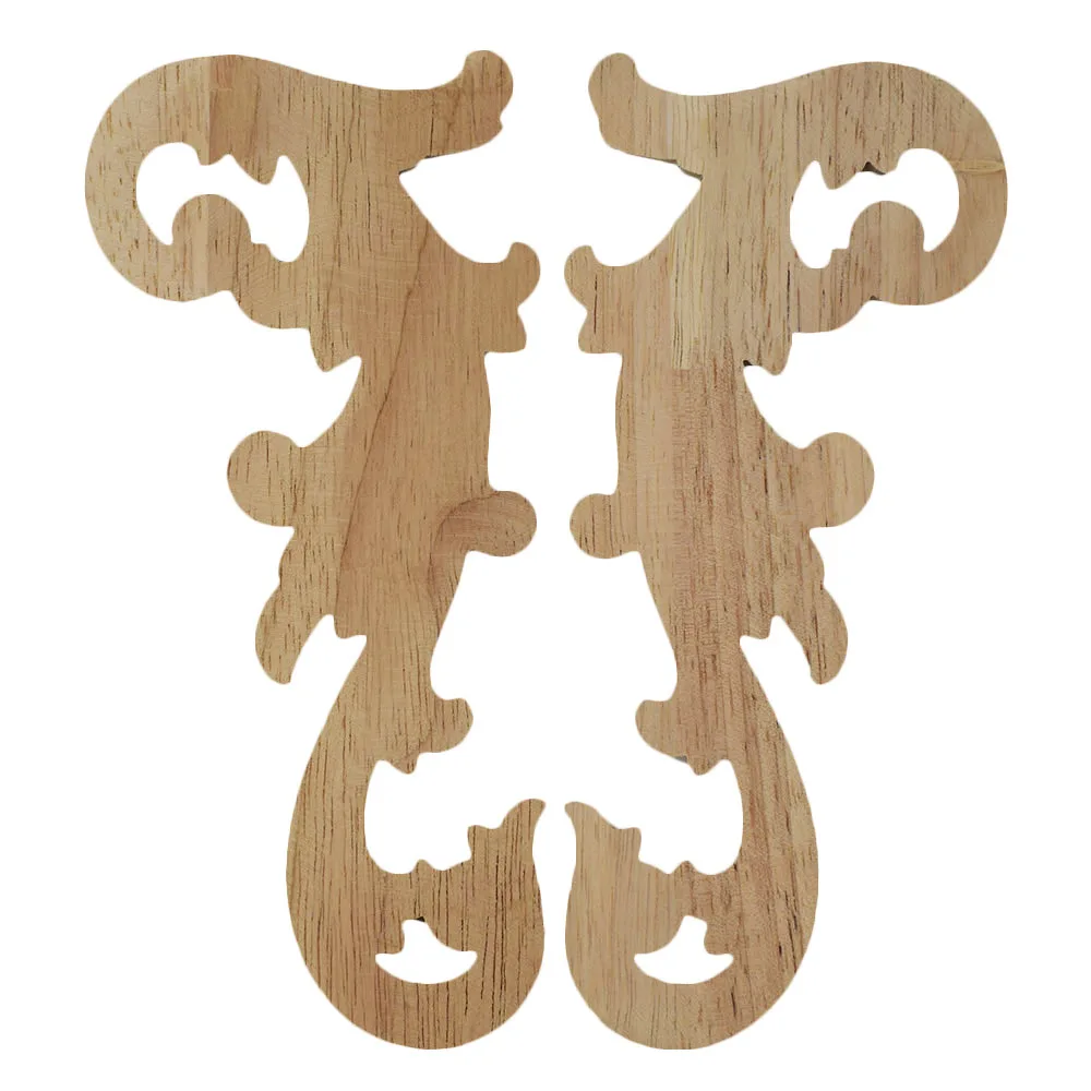 4PCS 16x8cm Woodcarving Decal Corner Applique Frame Door Decorate Wall Doors Furniture Decorative Figurines Wooden Miniatures