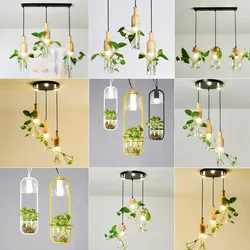 Plant Pendant Lights for Restaurant Cafe Hanging Lamp Decoration Ceiling Chandeliers Modern Wooden Nordic Lighting Business