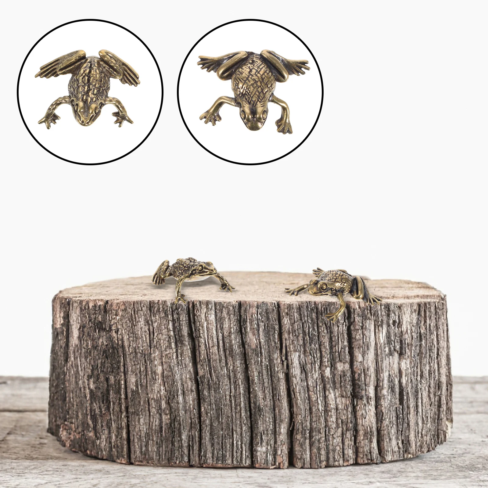 

1set 1Set Copper Ornaments Brass Toad Figurines Retro Desktop Decor Golden Brass Craft Statues Small Animal Decoration