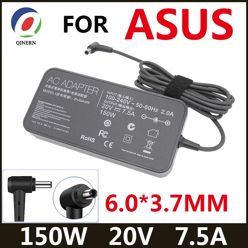 20V 7.5A 150W 6.0*3.7mm Charger AC Notebook laptop adapter For ASUS Rog FX95D VX60G TUF Gaming A15 FX506lu FX705G FX86FE T9750