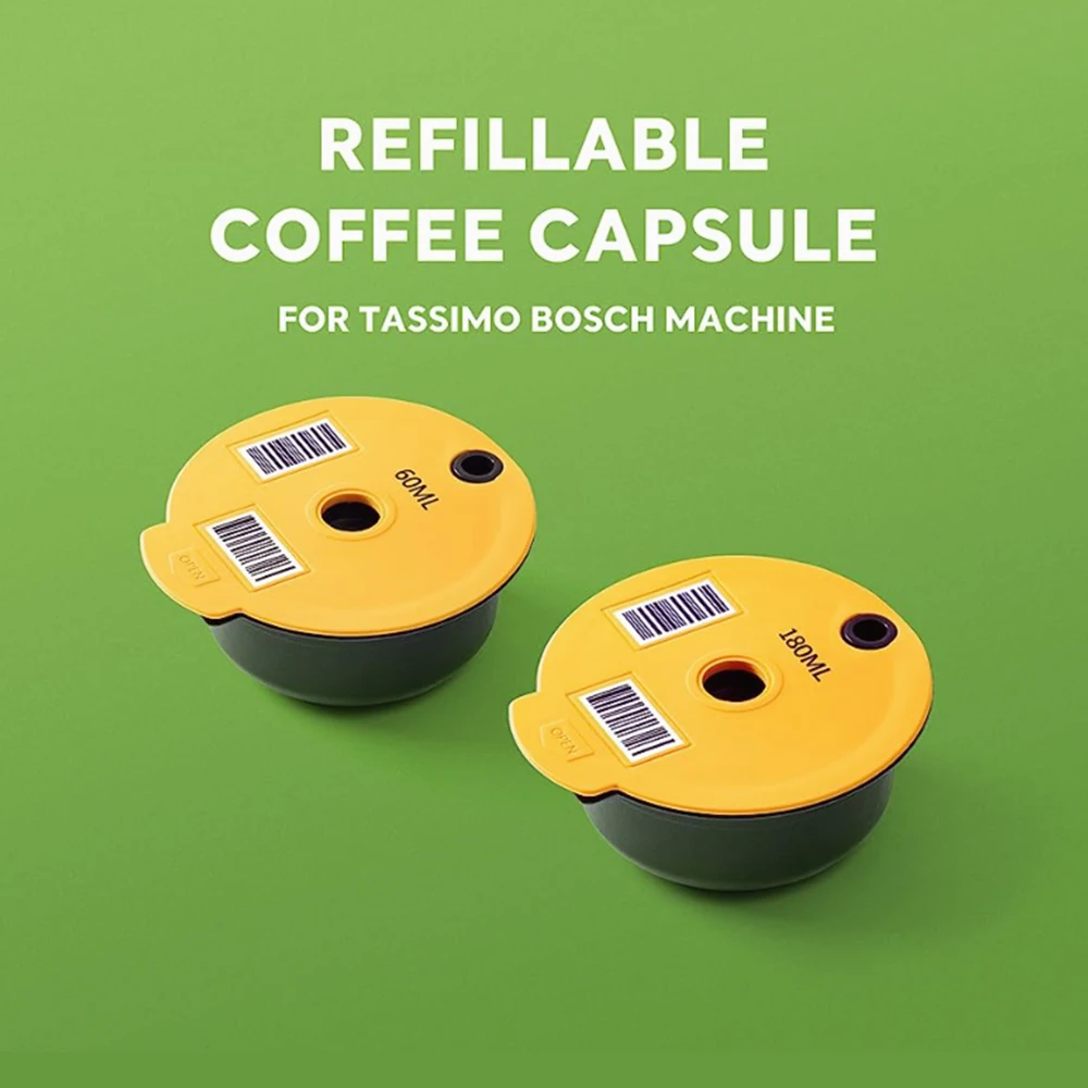 

iCafilas Reusable Coffee Capsule 60/180ML for Tassimo BOSCH Machine Refillable Filter Cup Pod Espresso Maker Food-grade Silicone